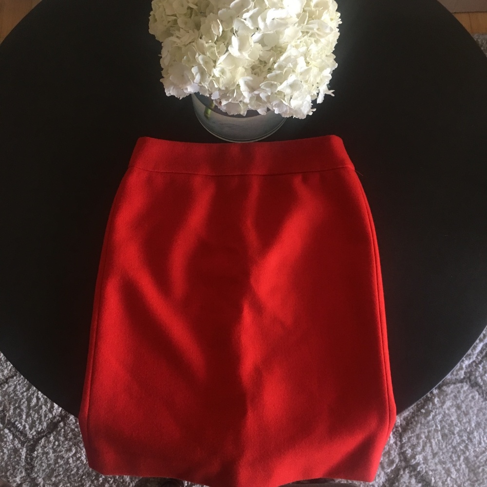J. Crew Red Pencil Skirt Wool